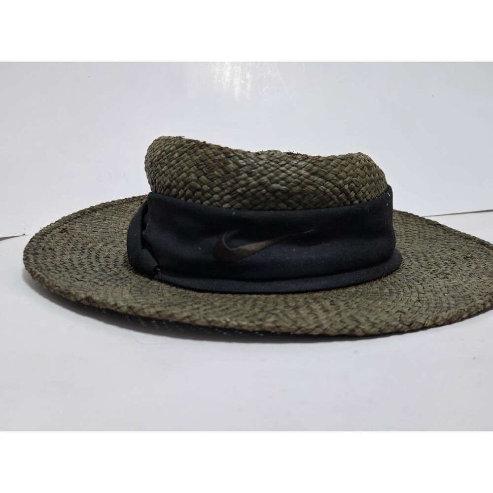 VTG Nike Hat Golf Brown Toyo Wide Brim Straw Center Swoosh